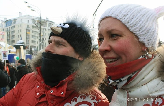 Шац и Лазарева на протестном мероприятии в 2012 году